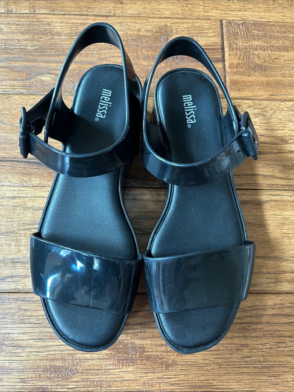 Melissa Mar Platform Sandals Black PVC Size 6 - Picture 8 of 11